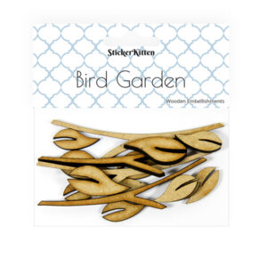 Bird Garden wooden embellishments - leaves and branches