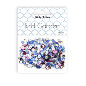 Bird Garden sequins - pink, blue, white, silver