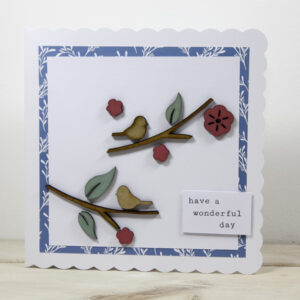 Bird Garden wooden embellishments - leaves and branches card