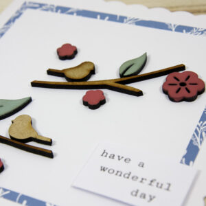 Bird Garden wooden embellishments - card with birds and flowers