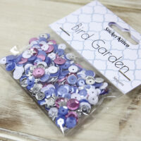 Bird Garden sequins - pink, blue, white, silver