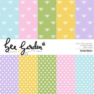 StickerKitten Bee Garden Basics pretty pastel paper pack - bees and polka dots