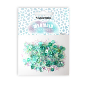 StickerKitten Mermaid Treasures sparkly sequin pack - iridescent star and round green shimmery sequins