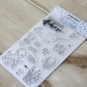Mermaid Treasures clear photopolymer stamps - birthday fishes (cute octopus, jellyfish, narwhal)