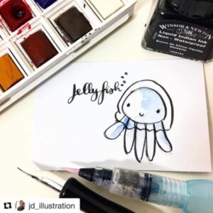 jellyfish in ink - StickerKitten Mermaid Treasures craft range illustration
