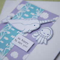 Mermaid Treasures clear photopolymer stamps - birthday fishes (cute octopus, jellyfish, narwhal)