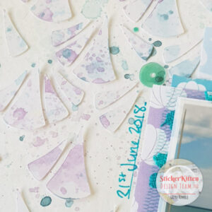Laura Rumble beach scrapbook page using StickerKitten Mermaid Treasures craft supplies