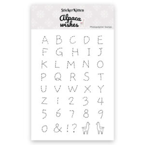 StickerKitten Alpaca Wishes Stitched Alphabet stamp set - letters, numbers, alpacas