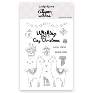StickerKitten Alpaca Wishes Photopolymer stamp set - cute alpacas, mistletoe, snowflakes