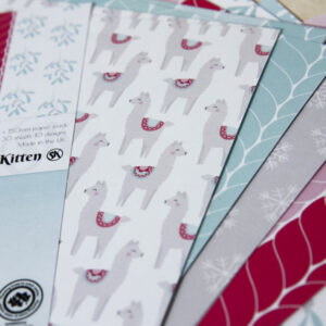 StickerKitten Alpaca Wishes Christmas paper pack - closeup of alpacas paper