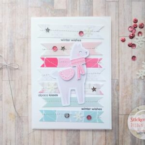 StickerKitten Alpaca Wishes stitched banner card step by step tutorial