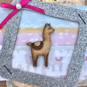 Cute wooden alpaca from the StickerKitten Alpaca Wishes Christmas craft range