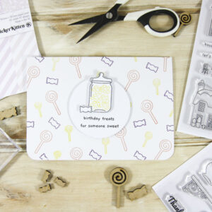 StickerKitten Sweet Pastels craft range - lemon pips sweetie jar card