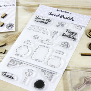 StickerKitten Sweet Pastels craft range - Sweetie Jars stamp set - photopolymer stamps