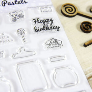 StickerKitten Sweet Pastels craft range - Sweetie Jars stamp set with gummy dinosaurs