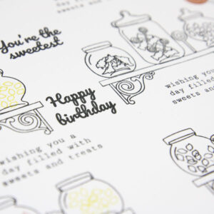 StickerKitten Sweet Pastels craft range - happy birthday and sweets jars stamps