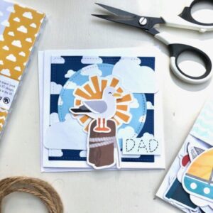 StickerKitten Seaside Dreams Dad Father's Day Card with cute seagull