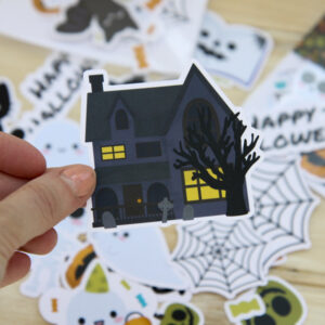 StickerKitten Halloween Ephemera - creepy haunted house closeup