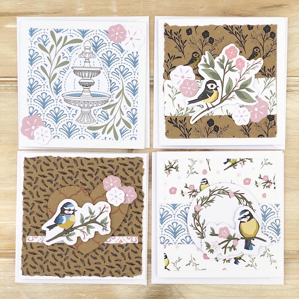 StickerKitten Bird Garden Cardmaking Kit - 4 cards