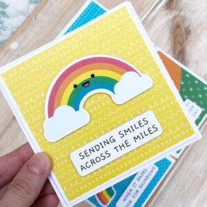 Sending Smiles across the Miles card made with the Rainbow Card kit by StickerKitten
