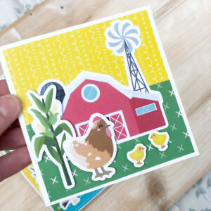 Hen and chicks barn card