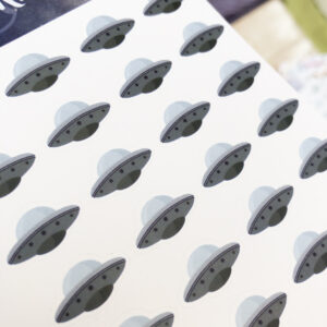 UFO stickers closeup