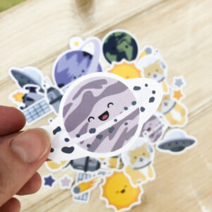 StickerKitten Space Dogs ephemera - happy planet