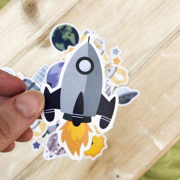 StickerKitten Space Dogs ephemera - rocket