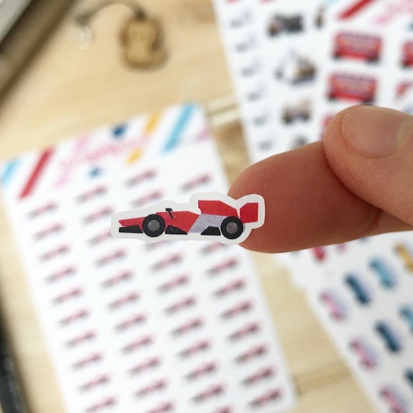 Racing car stickers by StickerKitten - closeup