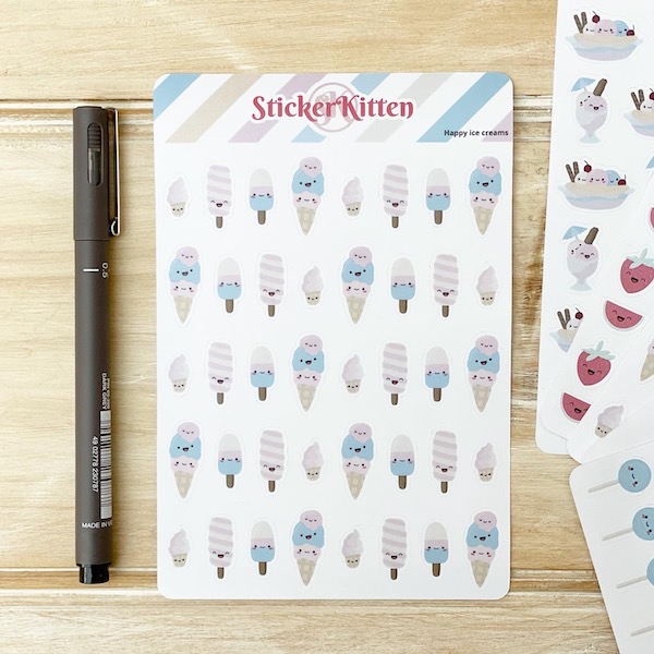 Cute Ice Cream Stickers by StickerKitten