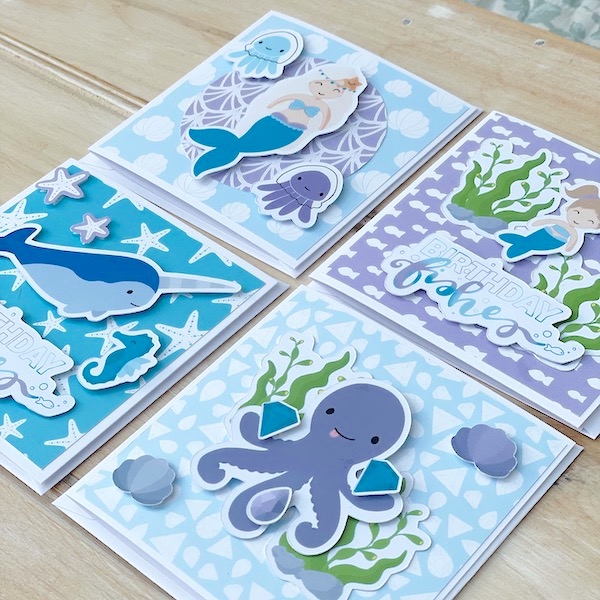 Mermaid card making kit - 4 cards