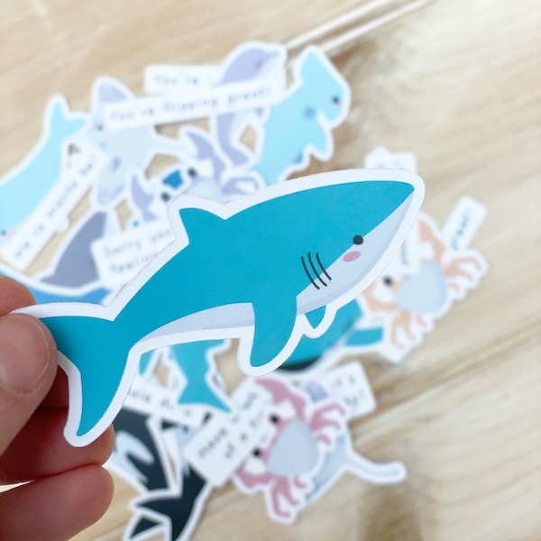StickerKitten Sea Creatures ephemera - shark