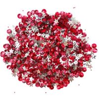 Penguins and Presents red and silver Christmas sequins