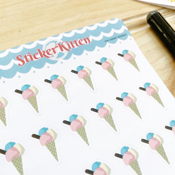 Seaside ice cream stickers