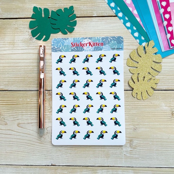 A sheet of toucan stickers by StickerKitten