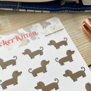 Cute Dachshund Stickers - close up of dog sticker sheet