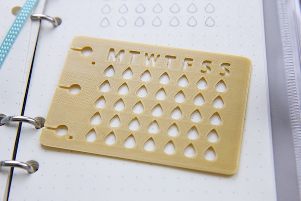 3D printed planner stencil - raindrop dot grid pattern
