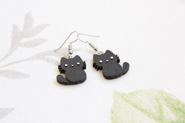 Cute halloween black cat earrings with stainless steel earring hooks