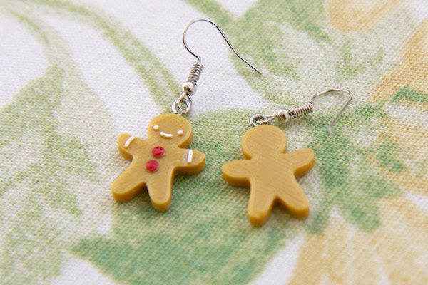Gingerbread man earrings front and back