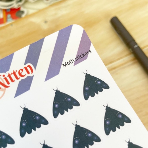 cute illustrated moth planner and journal stickers