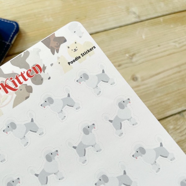 cute poodle stickers close up