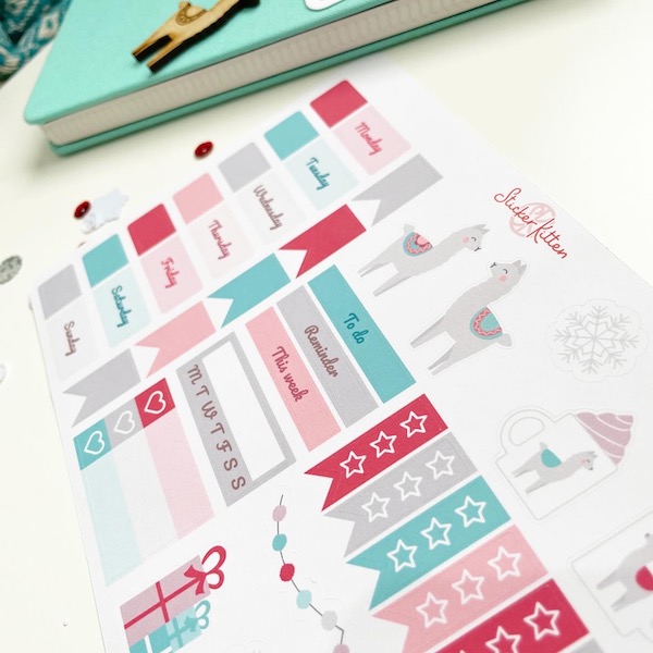 Deco, functional and date cover Christmas planner sticker sheet