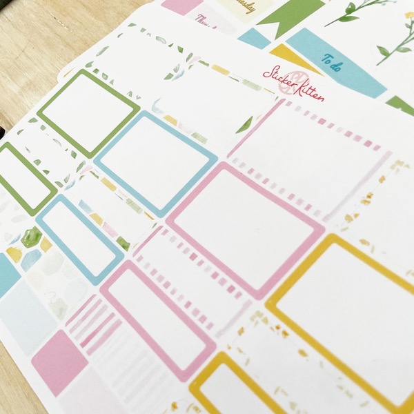 Bee Garden planner stickers half boxes close up