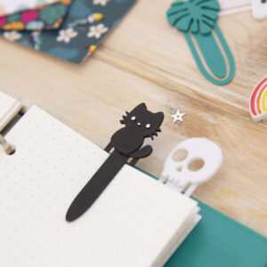 Black Cat Planner Clip in dot grid journal page