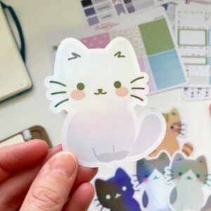 Cute White Cat Sticker