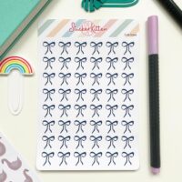 Bow stickers - sheet of cute navy blue bow stickers by StickerKitten