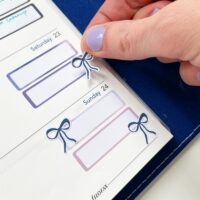 Bow stickers on a planner page