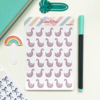 Swan stickers by StickerKitten - sheet of cute pink swan stickers