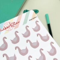 Swan stickers by StickerKitten - close up of cute pink swan stickers