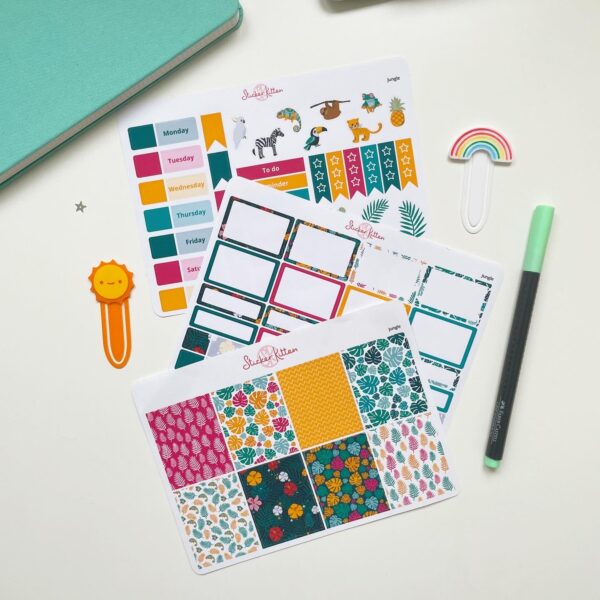 Jungle mini weekly planner sticker kit by StickerKitten